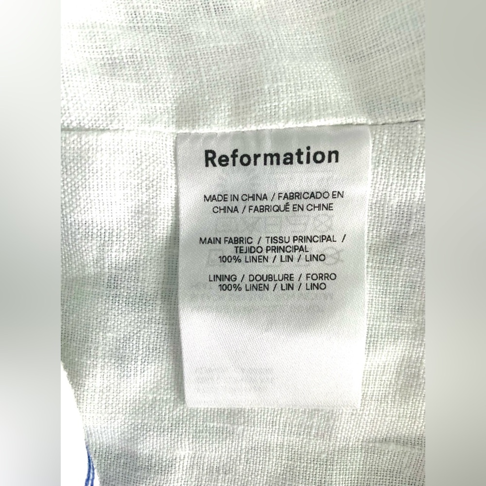 Reformation Overland Linen Tank Top, White and Blue Floral - Picture 7 of 10